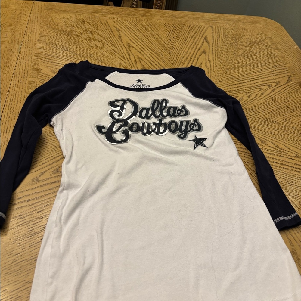 Women’s Dallas Cowboys Navy and White Long Sleeve Shirt